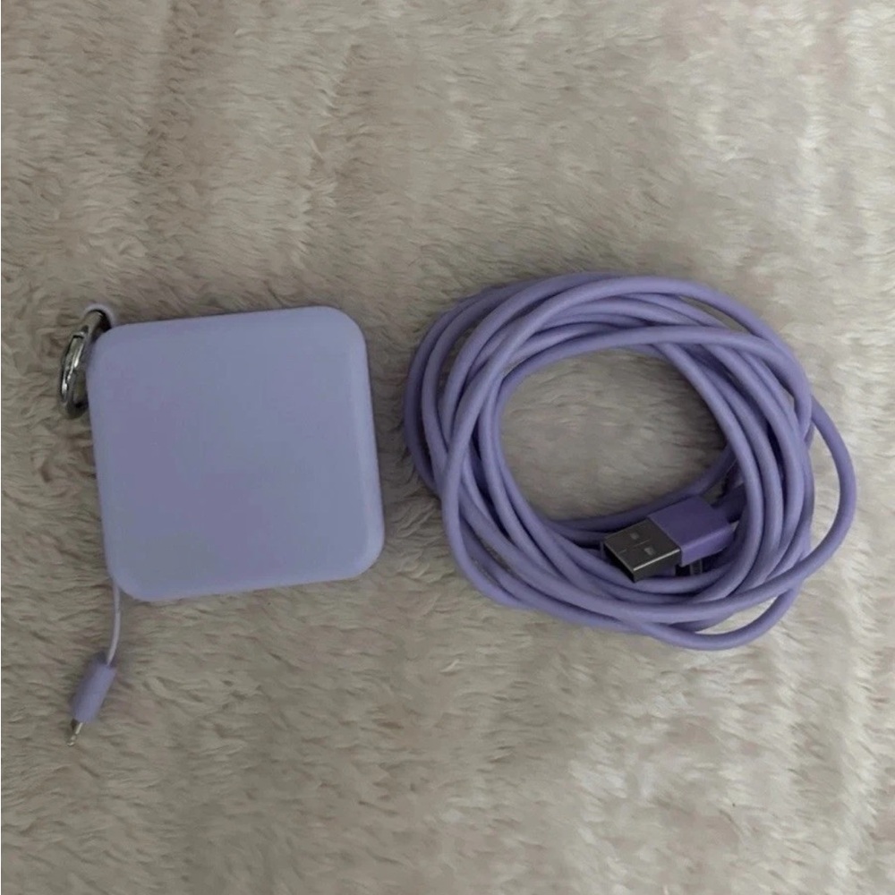 6ft Purple iPhone Charger Cable & iPhone Power Bank With Mirror And Key Chain